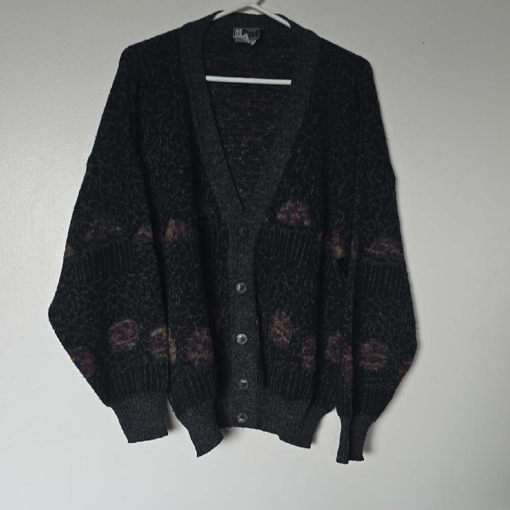 Boris Black and Gray Cardigan Sweater